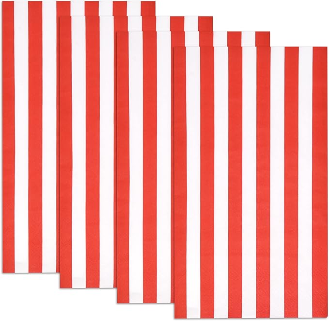 Gift Boutique 100 Red and White Stripe Guest Napkins Disposable Paper Hand Towels for Bathroom Powder Room Wedding Holiday Birthday Party Shower Decor