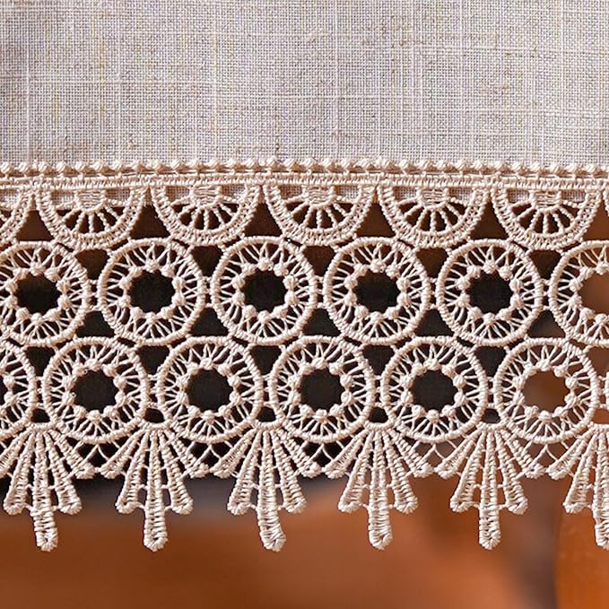 ARTABEL Cut Work Table Cloths with Lace Laser Die-Cut Exquisite Vintage Shabby Chic for Holiday Wedding Long Dinner Tables (Stone, 60 x 84 Inch)