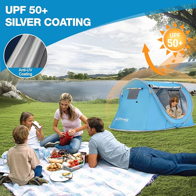 Easy Pop Up Tent 2-4 Person Waterproof - Pop-Up Camping Tents Automatic Tent Throw Pop Up Instant Flip Pop Tent for Camping,by ZOAMKE