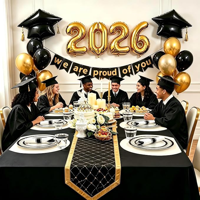 I00000 210 Pcs Clear and Black Plastic Plates, Disposable Dinnerware Set, Include 30 Dinner 30 Dessert Plates,30 Plastic Cups 9 OZ,30 Pre Rolled Napkins with Cutlery for Birthday, Wedding & Party