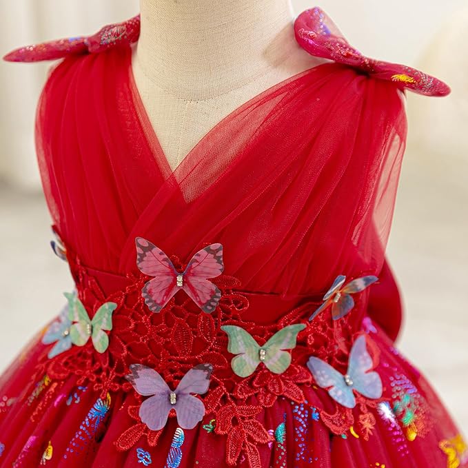 Baby Girls Butterfly Birthday Dress Baby Girl 3D Butterfly Princess Dress Photography Wedding Cake Crush