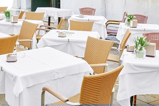 12 Pack White Square Tablecloths 52 x 52 Inch, White Polyester Table Cover for Square Table, Stain and Wrinkle Resistant Washable Fabric Table Cloth, Polyester Tablecloth for Restaurant Banquet Party