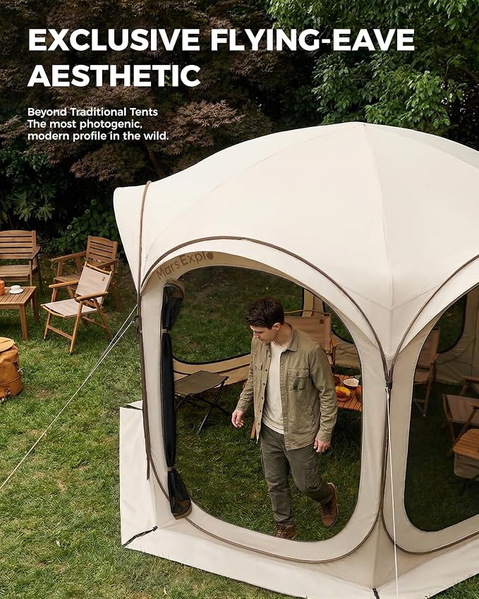 Screen Pop Up House Room Tent, Canopy Sun Shade Shelter for Camping, Patio, Backyard, Deck & Outdoor Activities, Portable Gazebo, 10'x10'