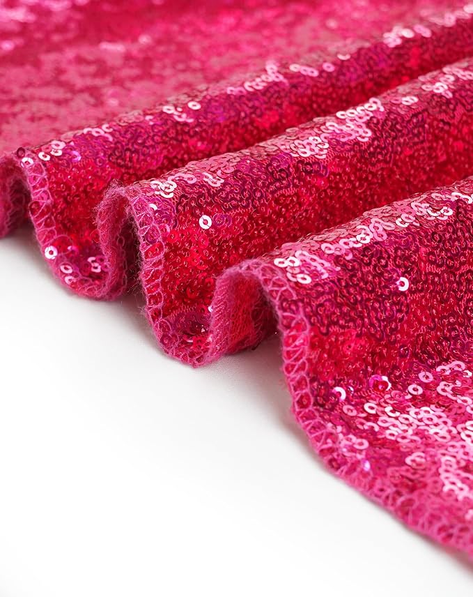 Eternal Beauty Hot Pink Tablecloth, 90x156 Inch Sequin Rectangle Table Cover for Valentines Cake Dessert Exhibition Party Birthday Events