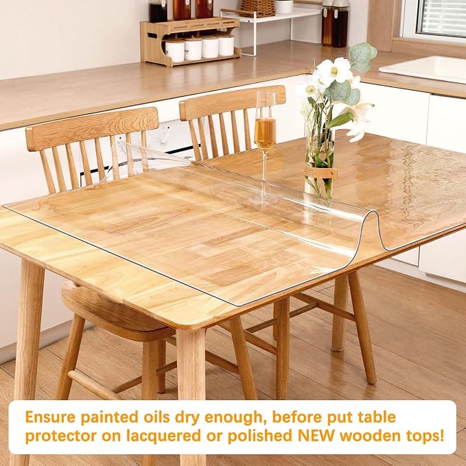 18 x 36 " Clear Plastic Dining Table Protector Waterproof PVC Vinyl Desk Pad Mat Wooden Furniture Coffee Entry Entryway Tall Hallway Console Corner End Side Bar Cabinet Tablecloth Top Protection Cover