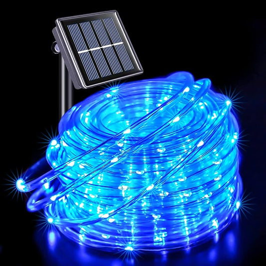 JMEXSUSS 66 ft 200 LED Pool Accessories IP 65 Solar Pool Lights Outdoor | Rope Lights with 8 Modes, Blue Solar Christmas Lights for Above ground and Inground pools Fence Yard Walkway Christmas