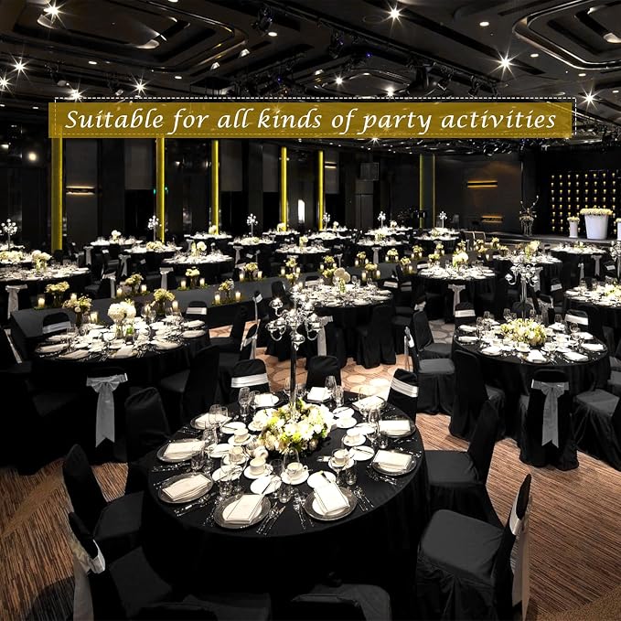 12 Pack Round Tablecloth 120 inch Black Table cloths for Round Tables,Stain and Wrinkle Resistant Washable Polyester Tablecloths Black Table Cloth 120 Inch Round Table Cloth for Wedding Party Birthday