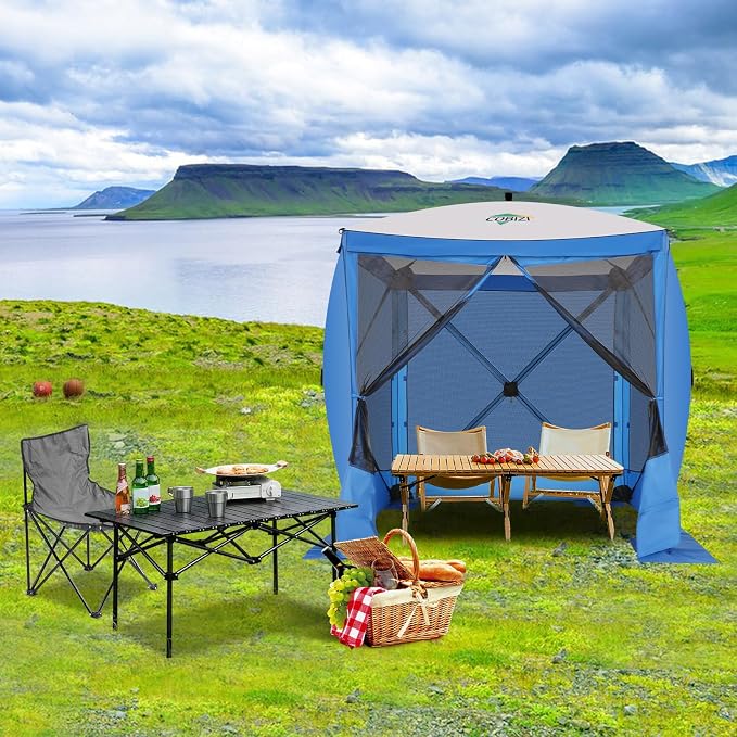 COBIZI 6x6 FT Pop up Gazebo, Popup Canopy Tent, Waterproof Screened in Gazebos,Portable Outdoor Small Screen Tents Sun Shelter,carpas para Patio for Camping, Garden and Backyard,Blue
