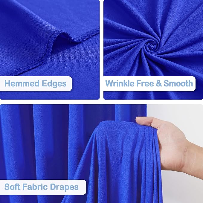 4 Panels Royal Blue Backdrop Curtains - Wrinkle Free Fabric Backdrop Curtain for Photoshoot, 10FT Wedding Party Photo Backdrop Drapes for Birthday Baby Shower Photography Stage Background Decorations