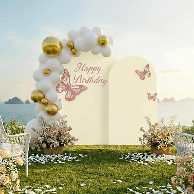 Toolterritary Metal Arch Backdrop Stand and Cover Set, 8FT, 7.2FT Party Backdrop, Easy to Assemble, Backdrop Stand for Parties, Birthday, Baby Shower