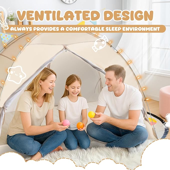 LEEDOR® Bed Tent Dream Tent Bed Canopy Shelter Cabin Sleeping Tent Indoor Pop Up Privacy Warm Breathable Mosquito Mesh Twin/Full/Queen for Kids and Adult (Mattress Not Included)