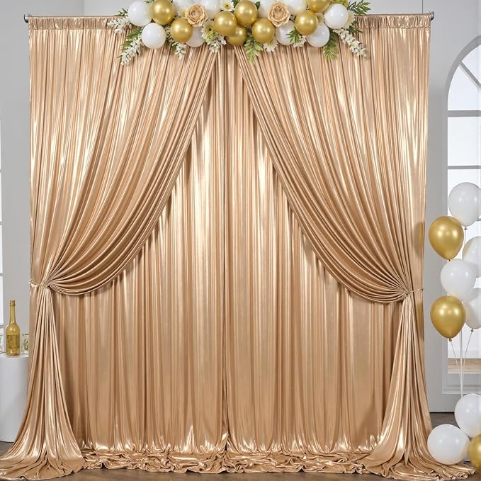 10×10FT Champagne Backdrop Curtain Shimmer Sequin Photo Backdrop Drapes Wrinkle-Free for Wedding Party Background Birthday Graduation Back Drop Bridal Baby Shower Christmas Halloween Stage Decor