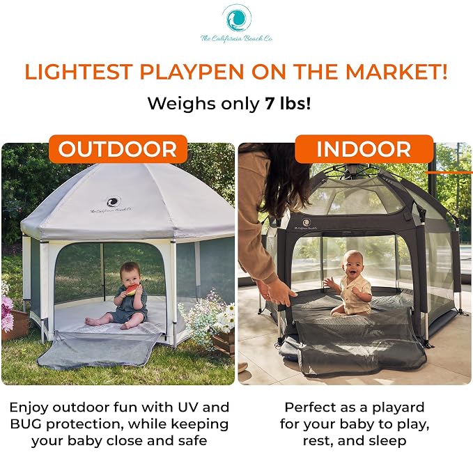 POP 'N GO PLAYPEN - Indoor & Outdoor Baby Playpen for Babies and Toddlers - Baby Beach Tent, Foldable, Portable W/Canopy, Travel Bag, & Mosquito Net - Pop Up Pack and Play Tent (Black)