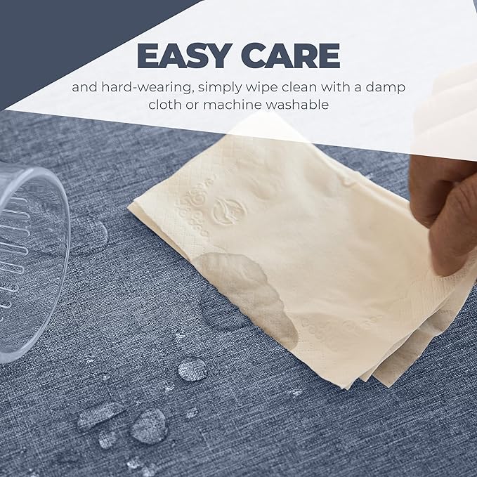 Decorelia Faux Linen Waterproof Tablecloth,Denim Blue,120" x 60" (Rectangular)