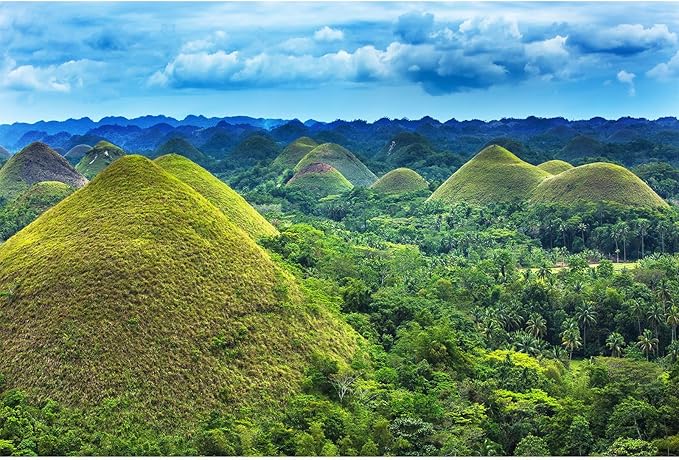 Chocolate Hills Backdrop Philippines Nature Landscape Photography Background Bohol Island Green Forest Mountain Backdrop Decors Philippines Travel Hiking Camp Birthday Wedding Portrait Props 5x3ft