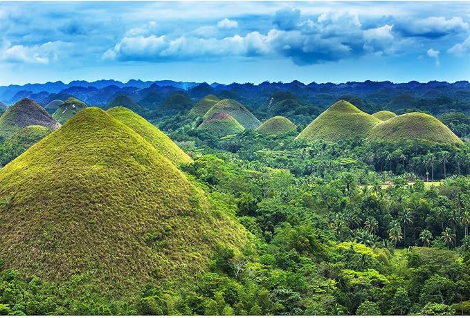 Chocolate Hills Backdrop Philippines Nature Landscape Photography Background Bohol Island Green Forest Mountain Backdrop Decors Philippines Travel Hiking Camp Birthday Wedding Portrait Props 12x8ft