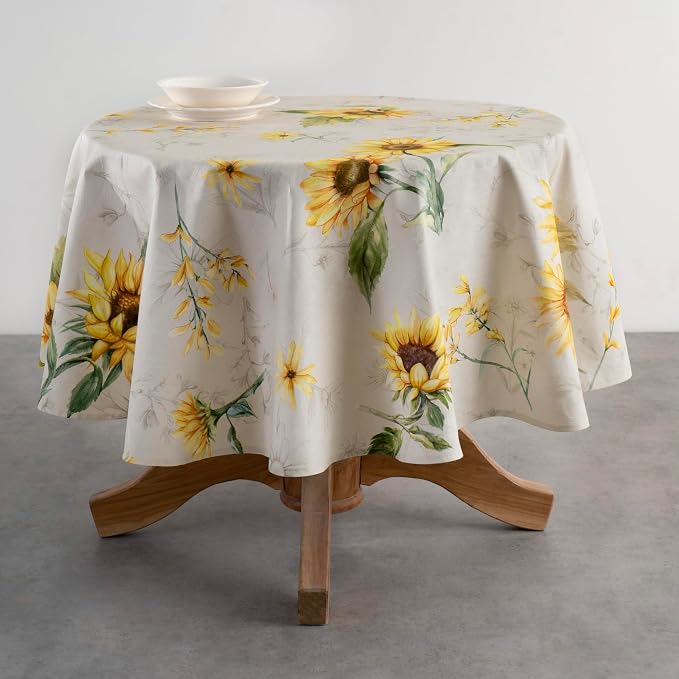 Maison d' Hermine Table Cloth Round Table 100% Cotton 69 Round Inches Tablecloth Reusable Decorative for Dining Kitchen Room Farmhouse Party Home Hotel Restaurant Spring Summer - Candice