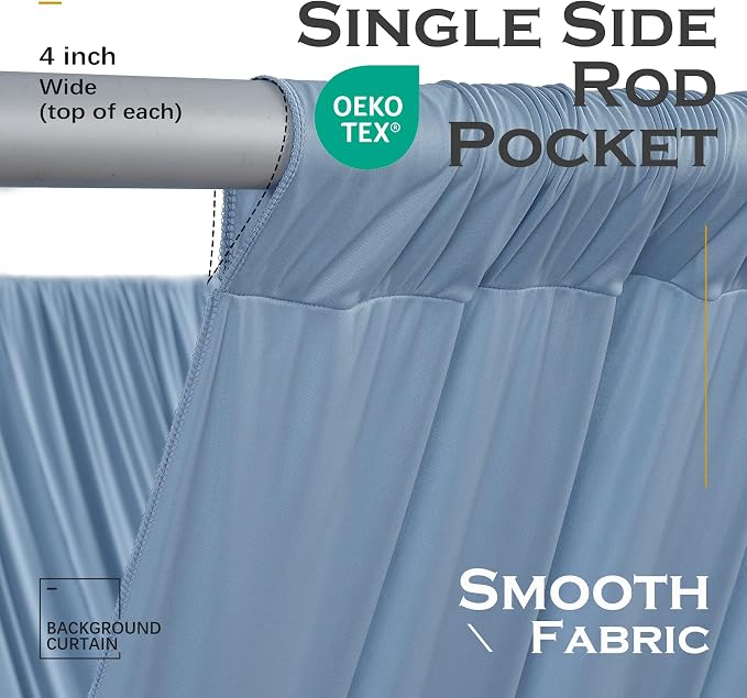 50ftx40ft Dusty Blue Ceiling Curtain for Wedding Parties – 10 Panels Wrinkle-Free 40 FT Long Tent Draping Curtains for Wedding, Birthday & Theme Parties, 40ft Height with Rod Pocket