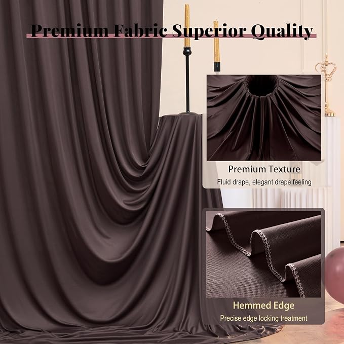 50ft x 12ft Brown Backdrop Curtains for Parties, Wrinkle Free 10 Panels Photo Backdrop Drapes Back Drop Cloth for Wedding Birthday Photography Background Decor