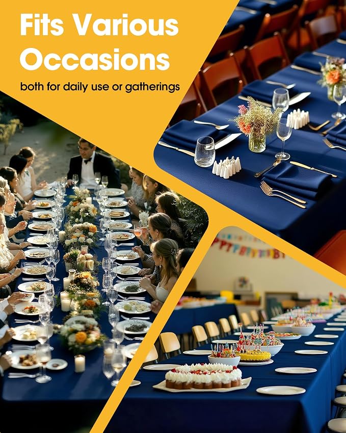 Niuara Navy Blue Rectangle Table Cloth - 6 Pack, 60" x 102" Washable Polyester Tablecloth for 5FT Tables, Wrinkle-Resistant Table Cover for Weddings & Parties
