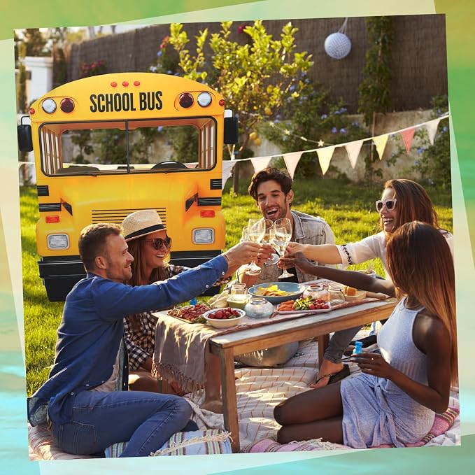 Amyhill 4.6ft School-Bus Cardboard Cutout Stand Up Life-Size Back to School Party Decorations First Day of School Photo Booth Standup for Welcome Party Supplies