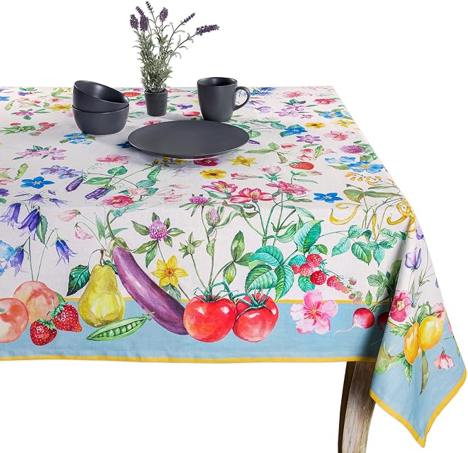 Maison d' Hermine Table Cloth Rectangle Table 100% Cotton 60 x 90 Inches Tablecloth Reusable Decorative for Dining Kitchen Room Farmhouse Party Home Hotel Restaurant Spring Summer - Giverny