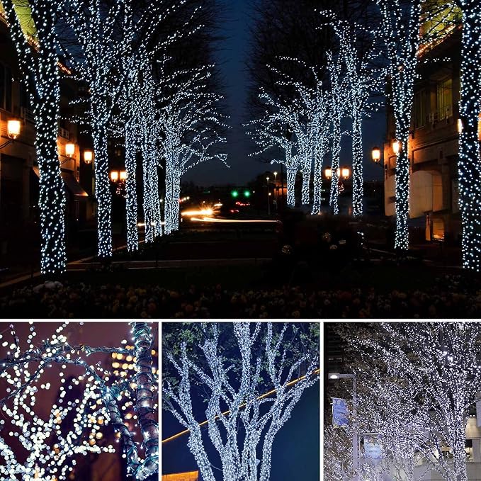 2 Pack Solar String Lights for Outside, 170 FT 480 LED Solar String Lights Outdoor with 8 Modes & Memory Function, Super Long Waterproof Solar Chrismas Lights for Tree Party Decorations (Cool White)