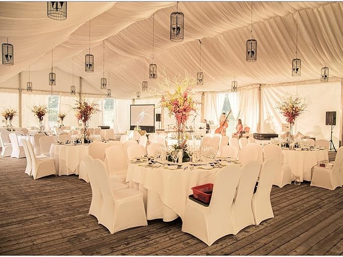 EMART White Chair Covers 50 Pcs Spandex Stretch Universal Standard Seat Slipcovers Fitted for Wedding Bulk, Party, Banquet and Holidays Celebration