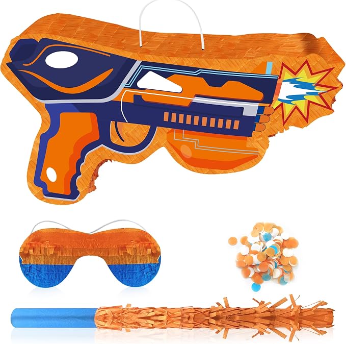 22.5cm x 37cm Dart Piñata for Dart Party Decorations, Gun Piñata Dart Theme Piñata for Dart Battle Birthday Party Supplies Dart War Party Decorations