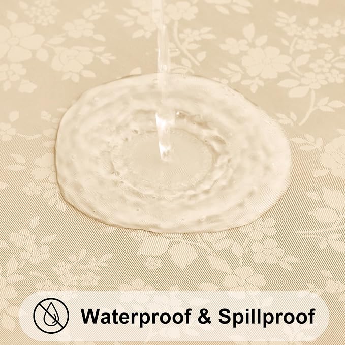 Smiry Rectangle Table Cloth, Waterproof Heavy Duty Vinyl Tablecloths, Wipeable Washable Table Cover for Kitchen and Dining Room (Champagne, 52" X 70")