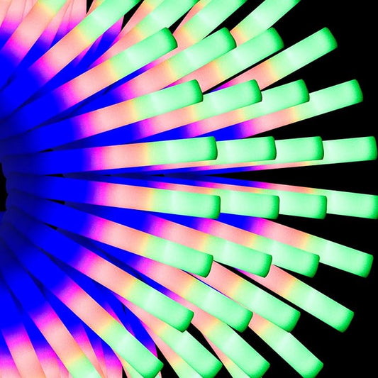 130-Pack White Foam Sticks for Weddings - Bulk LED Light Up Party Glow Wands, Reception Props - Glow Sticks for Adults, Dance, Concerts, Raves.