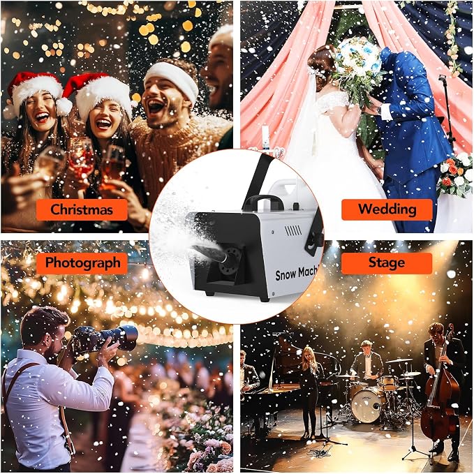 UPGREY 1500W Snow Machine for Outdoors and Indoors, Fake Snow Maker for Party with Remote Controller and Handle
