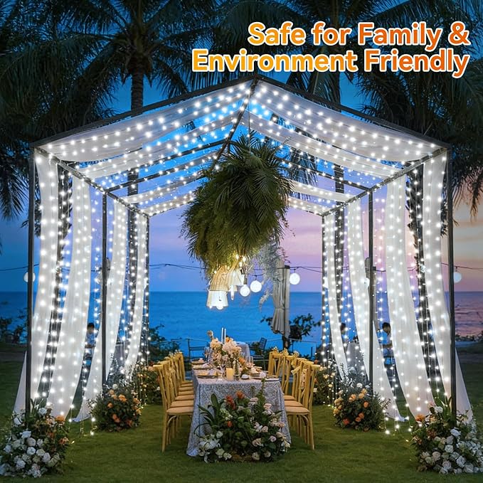 SAUIRS 600FT 1500 LED Christmas Lights Outdoor String Lights with 8 Modes Timer Waterproof Fairy Light Plug in for Outside Indoor Party Xmas Palm Tree Yard Wedding Decorations(Cool White)