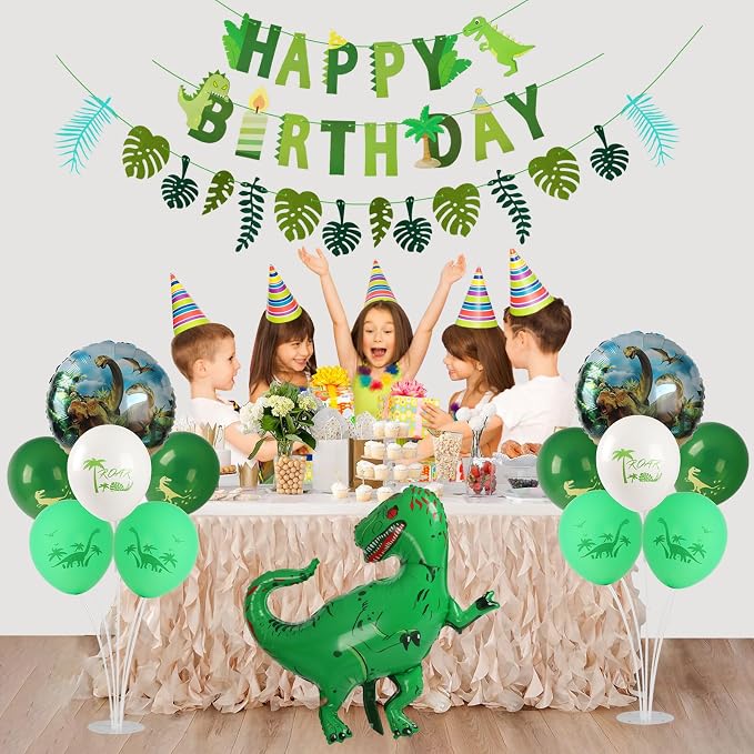 Dinosaur Birthday Decorations, Dinosaur Theme Party Decorations Include Table Centerpieces 2 Sets, Dino saur Balloons, Happy Birthday Banner, for Boys Dinosaur Decorations, Jungle Theme Party Decor