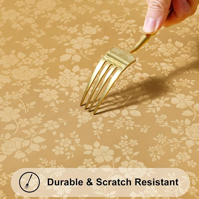 Smiry Rectangle Table Cloth, Waterproof Heavy Duty Vinyl Tablecloths, Wipeable Washable Table Cover for Kitchen and Dining Room (Gold, 60" X 84")