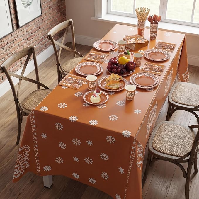 LemonRoad 452 Pcs Cielito Lindo Party Decoration for 50, Terracotta Cielito Lindo Paper Plates Napkins Cup Tablecloth Cutlery Straw Cinco De Mayo Mexican Tableware Set for Fiesta Baby Shower Supply