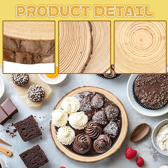 FSWCCK 2 Pack Nature Unfinished Round Wood Slices, 8-9 Inches Wooden Circle, Large Wood Slabs for Weddings Centerpieces Decor and DIY Painting Crafts (8"-9")