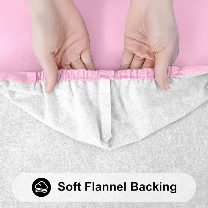 Smiry 3 Pack Rectangle Table Cloth, Elastic Fitted Flannel Backed Vinyl Tablecloths for 8ft Folding Tables, Waterproof Wipeable Table Covers for Indoor, Outdoor, Camping and Picnic (Pink, 30"x96")