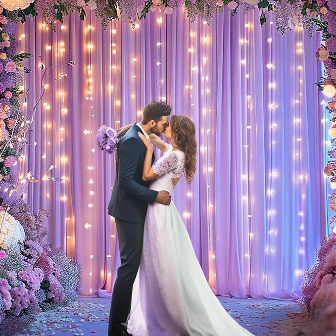 10ft x 7ft Lavender Backdrop Curtain for Parties Wedding Light Purple Wrinkle Free Backdrop Drapes Panels for Baby Shower Birthday Party Photo Photography Polyester Fabric Background Decoration