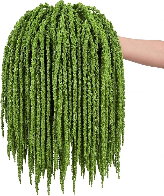 Suncalla 24 Pcs Forest Green Spring Natural Dried Amaranthus Hanging Flowers Amaranthus Artificial Flowers for Wedding Arch Bouquet Floral Garland Wall Home Decoration (23 Inch)