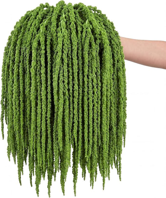 Suncalla 24 Pcs Forest Green Spring Natural Dried Amaranthus Hanging Flowers Amaranthus Artificial Flowers for Wedding Arch Bouquet Floral Garland Wall Home Decoration (23 Inch)