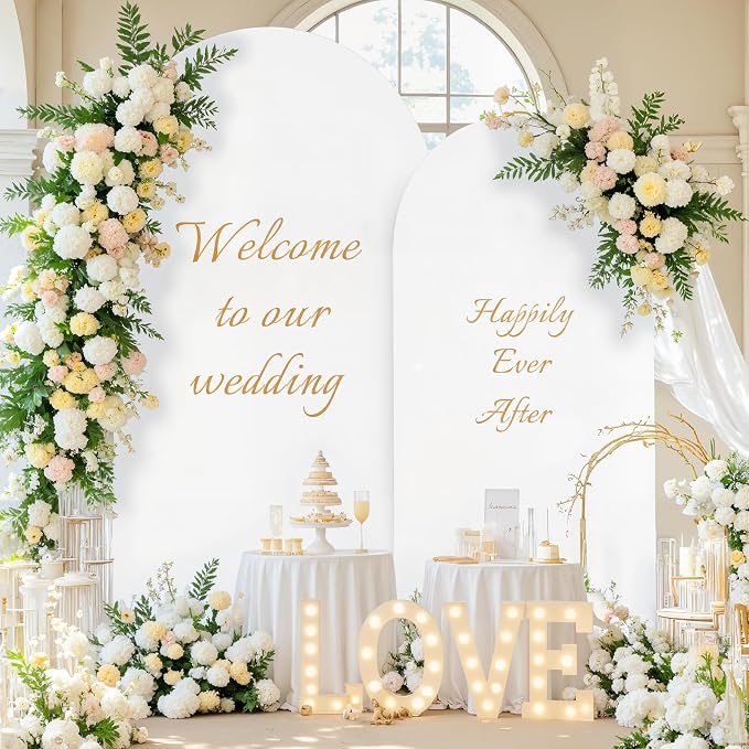 White Blue Photo Arch Backdrop Cover Set of 2-7.2 and 6ft Spandex Arch Covers Stretchy Backdrop Baby Shower Arch Stand Covers for Boys Birthday Party Wedding Balloon Arch Background Decorations