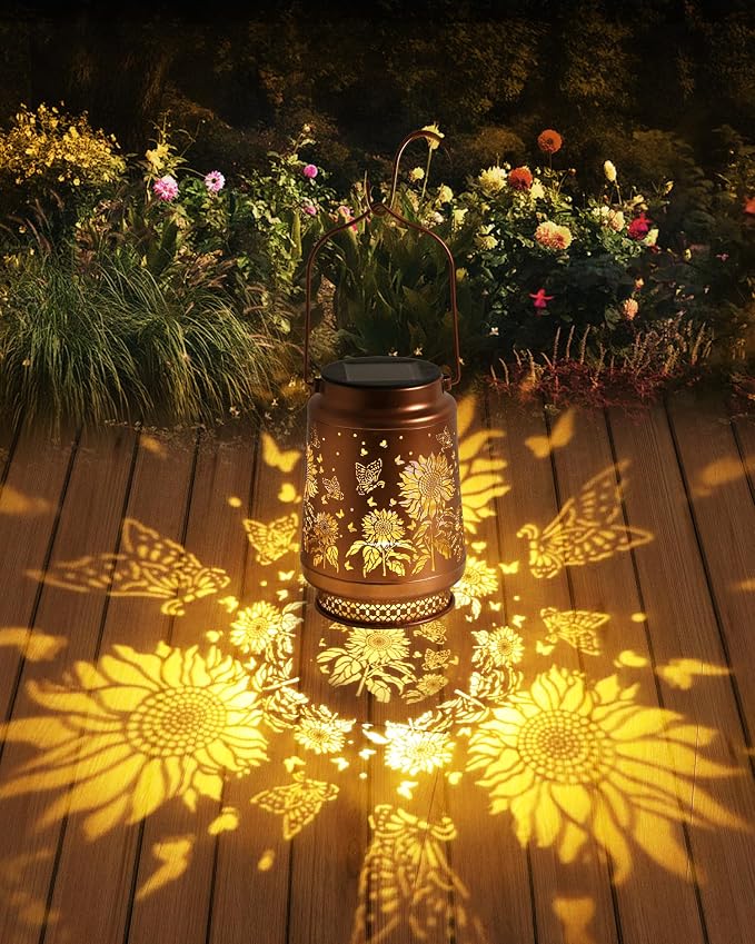 Sunflower Gifts for Women Sunflower Solar Lantern Birthday Gifts Mothers Day Gifts for Mom Grandma Sister Friend Garden Decor Metal Solar Hanging Lights Outside Decor for Yard Patio Porch Landscape