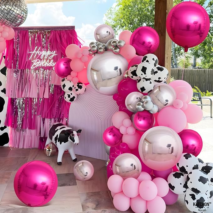 KatchOn, Hot Pink and Silver Balloons - 22 Inch Pack of 14 | Silver and Hot Pink Foil Balloons for Baby Shower Decorations | Graduation Decorations | Bridal Shower and Birthday Decoration for Women