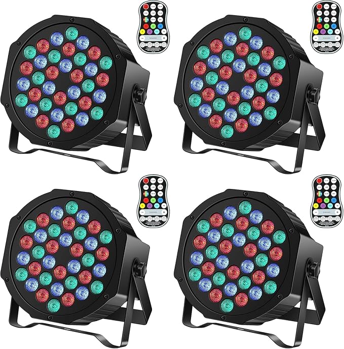 Rechargeable Par Can Lights U`King Wireless LED Uplights Battery Powered Uplighting RGB 36W Stage Lighting for Events DJ Disco Wedding Party - 4 Pack