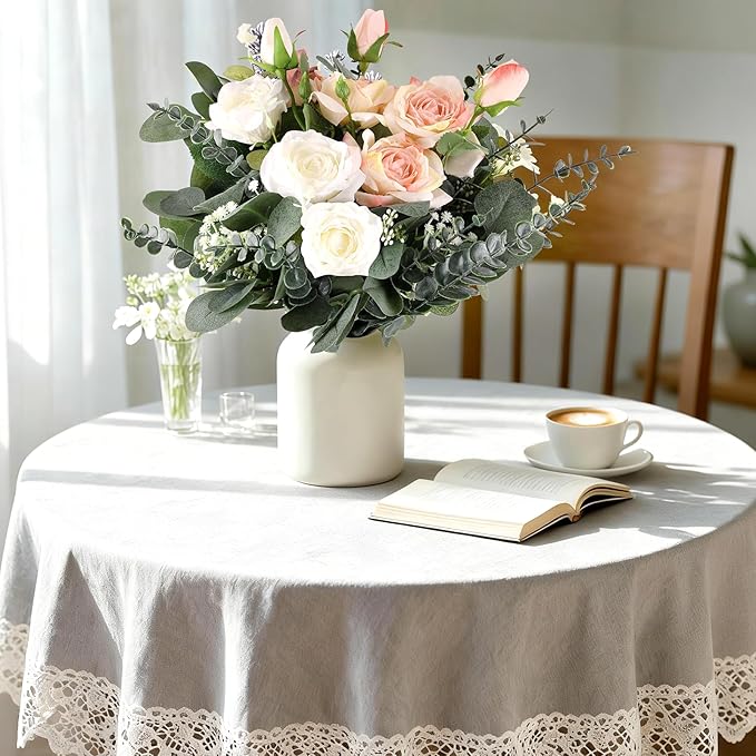 Consevisen 120 Pcs Eucalyptus Stems Artificial Flowers, 5 Kinds Mixed Faux Eucalyptus Leaves Greenery Stems Bulk for Wedding Bouquet, Table Centerpieces, Vase Floral Arrangements, Farmhouse Home Decor