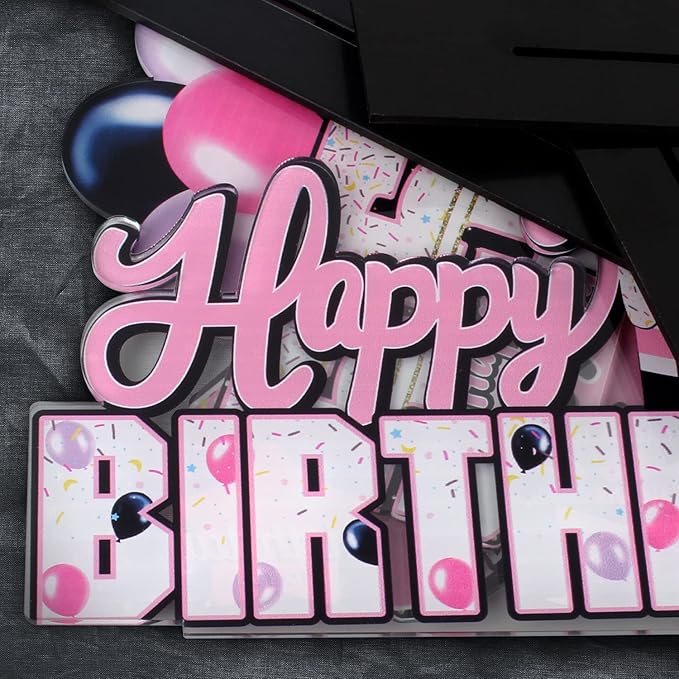 LINGTEER Happy 80th Birthday Pink Acrylic Table Topper Centerpieces Set - Cheers to 80 Years Old Birthday Eighty Bday Party Gift Decorations.