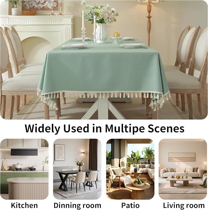 Table Cloth Rectangle Table with Waterproof, Spring Tablecloth with Tassel,Tablecloths for Protect Table Dining, Party and Camping