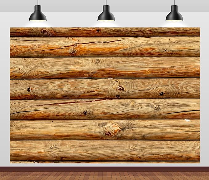 BELECO 10x8ft Fabric Brown Wooden Log Backdrop Rustic House Cabin Log Wall Round Timber Texture Wood Background for Party Decorations Photoshoot Studio Props