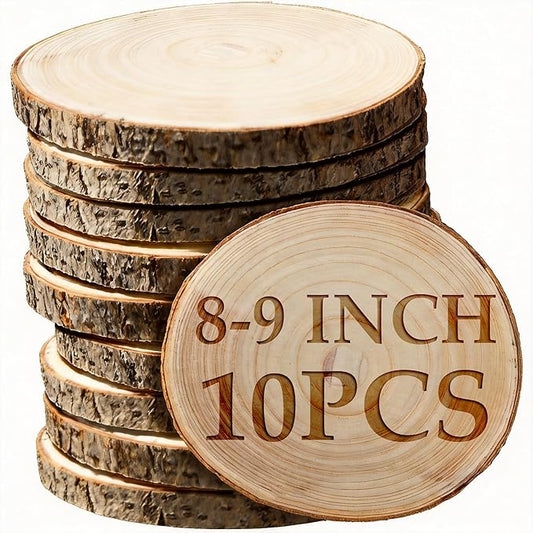 Wood Slices for Centerpieces,Large Wood Slices 10 Pcs 8-9 Inches Natural Paulownia Wood Rounds Natural Wood Slices,Wood Slabs for Weddings Centerpieces Decor and DIY Painting Crafts (8-9 inch 10 Pcs)